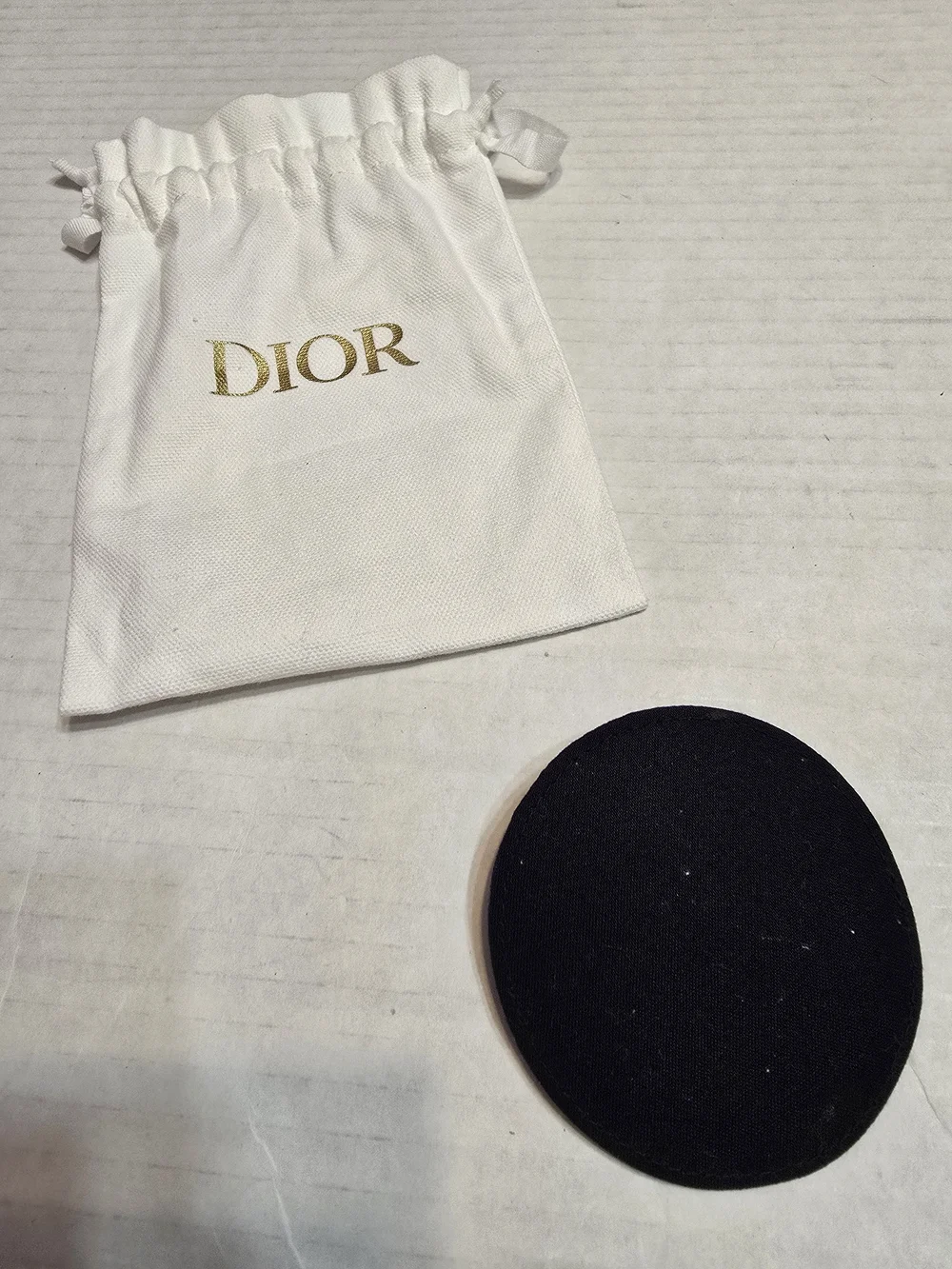 Dior Black Compact Mirror with White Gold-Logo Dust Bag